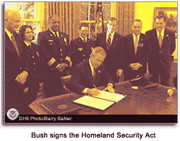Bush signs Homeland Security Act