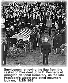 John F. Kennedy's casket at Arlington National Cemetery