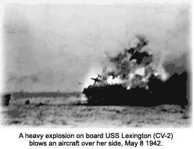 Explosion on board USS Lexington