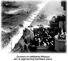 Kamikaze approaching USS Missouri