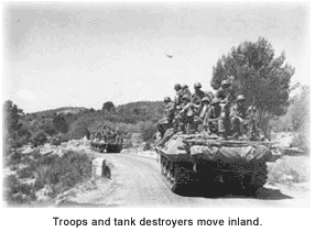 Allied troops and tank destroyers